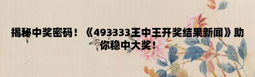 揭秘王中493背后的真相，数字游戏与现实生活的交织王中王493333中特一个小